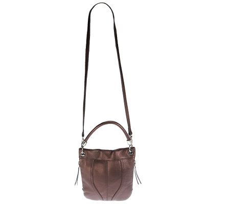 B. Makowsky Leather Convertible Crossbody Bag w/ Side Pockets