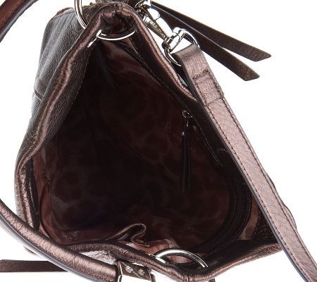 B. Makowsky Leather Convertible Crossbody Bag w/ Side Pockets