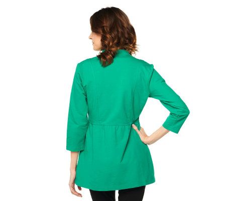 Liz Claiborne New York Knit Zip Front Jacket with Shirring Detail