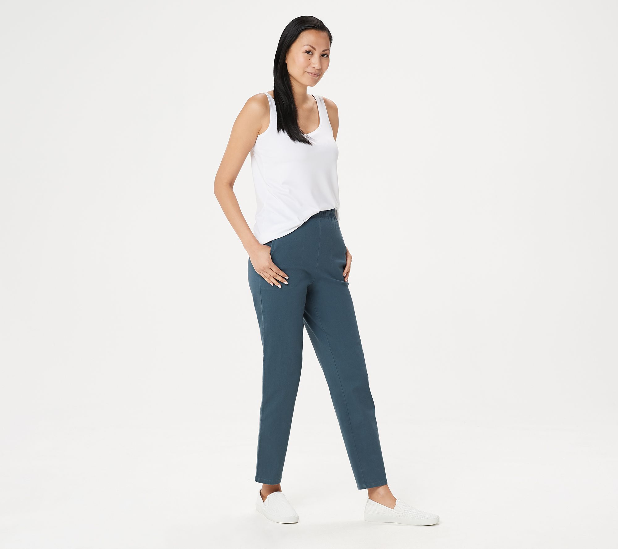 Denim & Co. Original Waist Stretch Petite Pants w/ Side Pockets