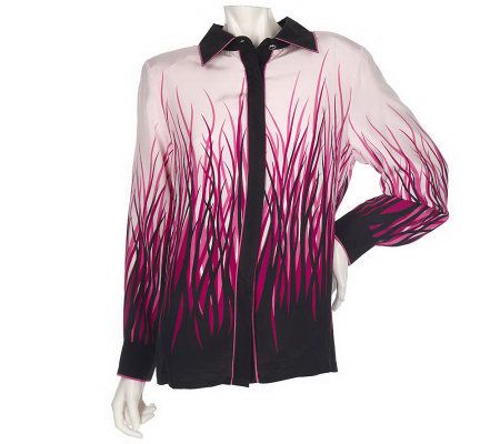 Bob Mackies Silk Meadowlands Printed Big Shirt - A84481