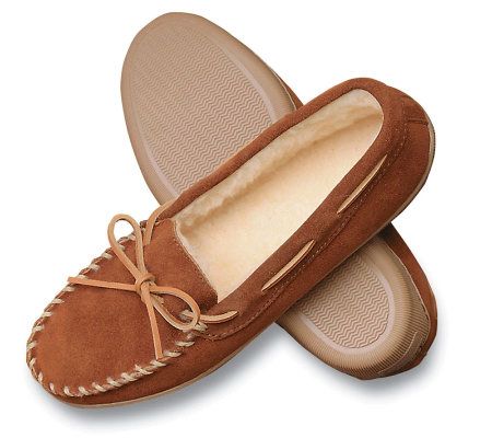 Minnetonka Mens Suede Pile Lined Hardsole Slippers - A139082