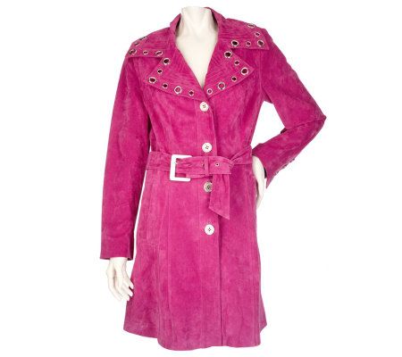 Bradley by Bradley Bayou Suede Trench Coat w/ Grommet Detail - A200082