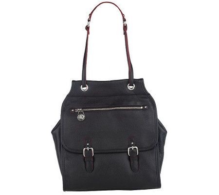 Isaac Mizrahi Live! Leather Front Flap Shoulder Bag - A203782