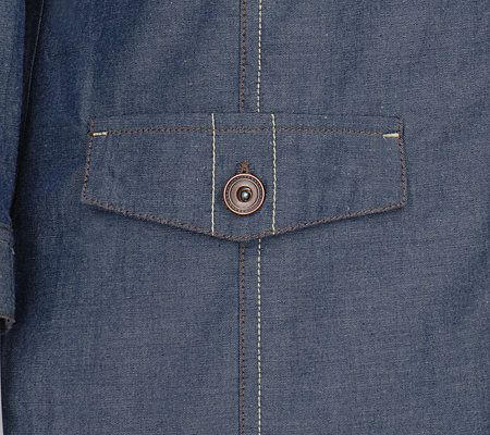 As Is Denim & Co. Stretch Chambray Jacket, T-Shirt & Pants