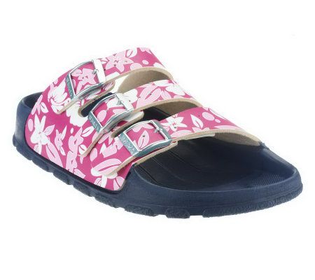 Birkis Multi-Flower Triple Strap Beach Sandals - A214982