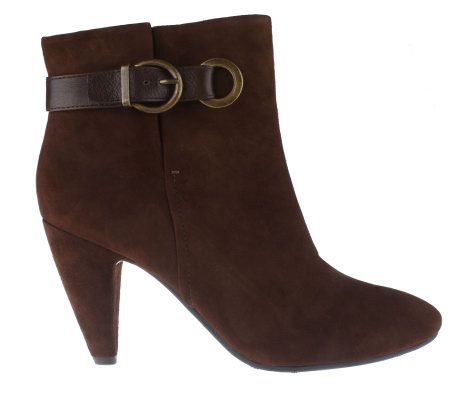 Tignanello Suede Booties with Buckle & Strap Detail