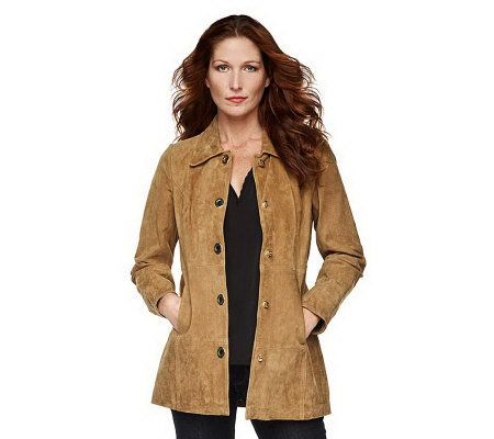 Dennis Basso Washable Suede Turnkey Jacket with Animal Print Lining - A216282