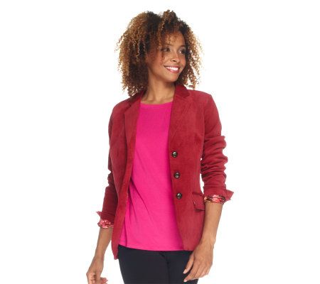 Isaac Mizrahi Live! Corduroy Notch Collar Classic Blazer - A217382