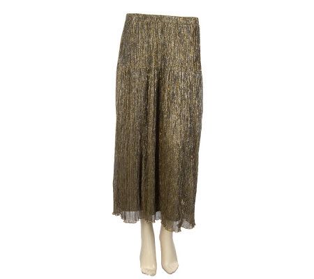 Linea by Louis DellOlio Long Crinkle Metallic Pull-On Skirt - A217982