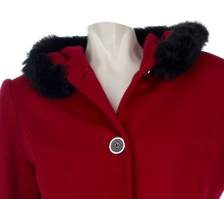 George Simonton Fully Lined Hooded Coat with Faux Fur Trim
