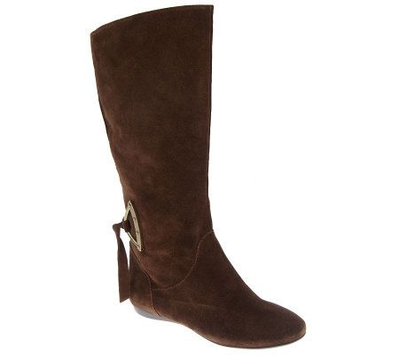 B. Makowsky Suede Slouch Boots with Hardware Detail - A218782