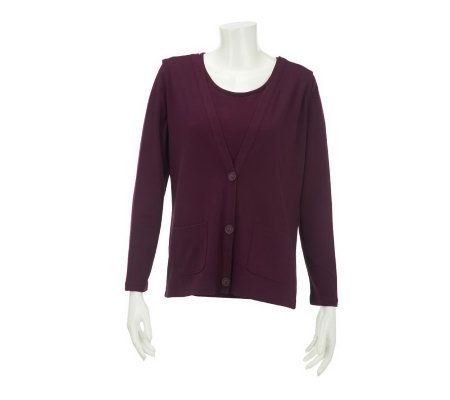 Denim & Co. Knit Vest and Long Sleeve Tee Twin Set - A227882