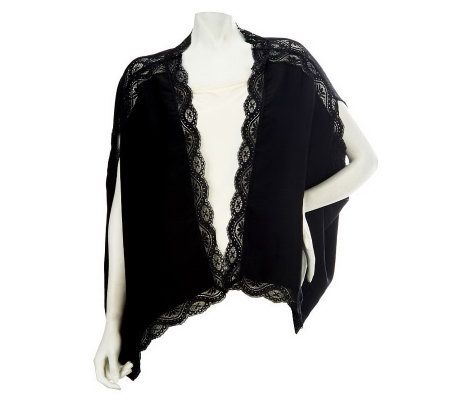 Nicole Richie Collection Open Front Cardigan with Lace Trim - A228682