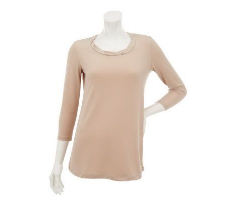 Susan Graver Liquid Knit Tunic with Twisted Scoop Neck Detail - A230482