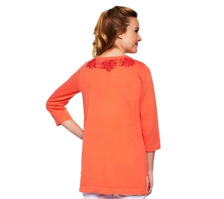Isaac Mizrahi Live! Sunset Floral Embroidered Tunic
