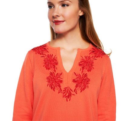 Isaac Mizrahi Live! Sunset Floral Embroidered Tunic