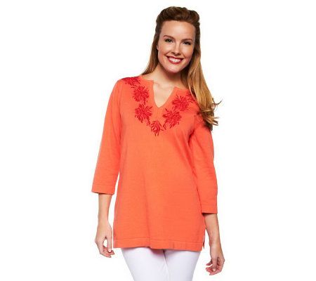 Isaac Mizrahi Live! Sunset Floral Embroidered Tunic - A230582