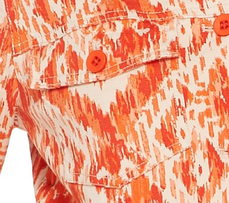 Denim & Co. Stretch Twill Ikat Print Jean Jacket