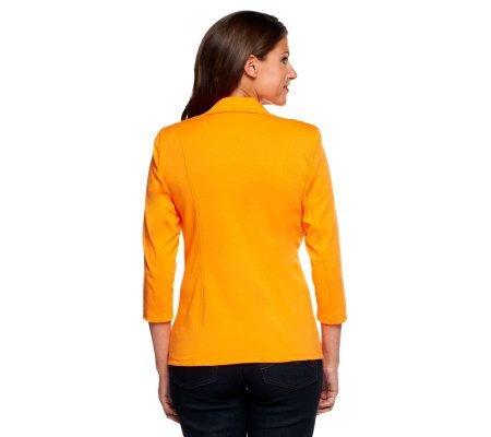 Linea by Louis DellOlio Button Front Ponte Knit Seamed Jacket