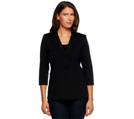 Linea by Louis DellOlio Button Front Ponte Knit Seamed Jacket - A233182