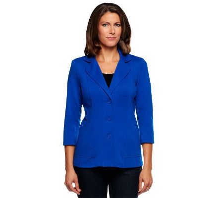 Linea by Louis DellOlio Button Front Ponte Knit Seamed Jacket - A233182