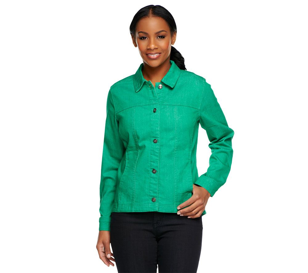 As Is Denim & Co. Stretch Denim Jean Jacket with Hi-Lo Hem - A235582