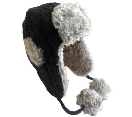 Nirvanna Cable Russian Earflap with Faux Fur Lining - A326282