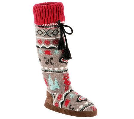 MUK LUKS Angie Retro Nordic Knee High SlipperSocks - A326582