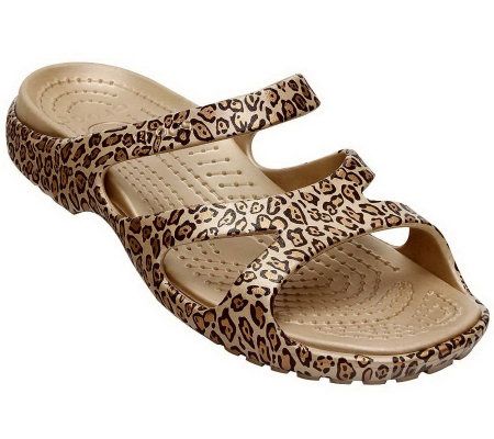 Crocs Womens Meleen Leopard Print Sandals - A327882