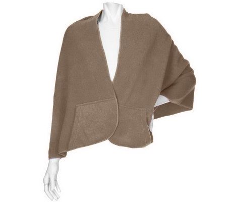 35 Degrees Below Fleece Wraparound Shawl w/Pockets - A46982