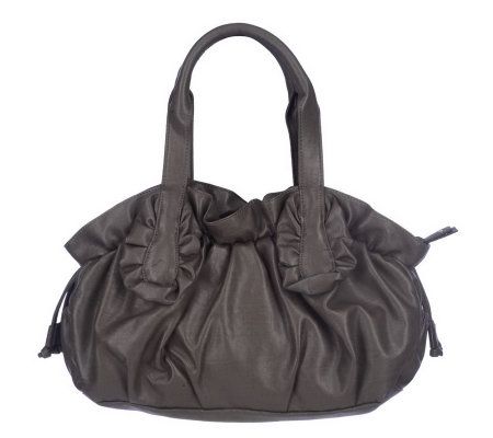LOGO by Lori Goldstein Double Handle Scrunch Detail Handbag - A210583