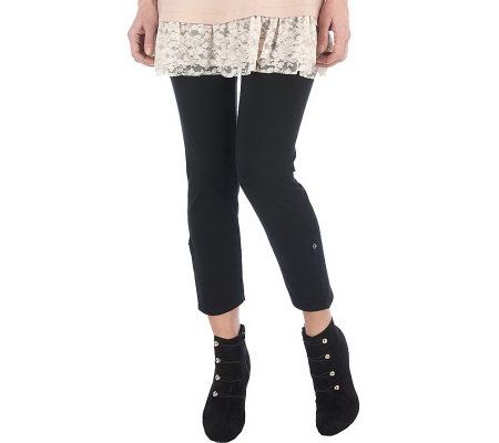 LOGO by Lori Goldstein Tab Detail Cropped Leggings