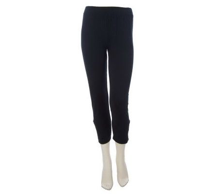 LOGO by Lori Goldstein Tab Detail Cropped Leggings