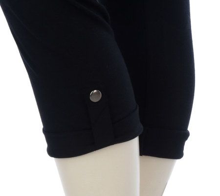 LOGO by Lori Goldstein Tab Detail Cropped Leggings
