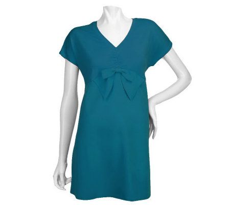 LOGO by Lori Goldstein Mixed Media Bow Front Tunic - A213983