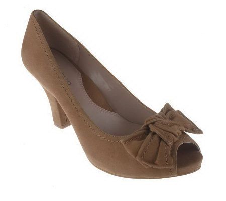 Tignanello Leather Open Toe Pumps with Bow Detail - A216083