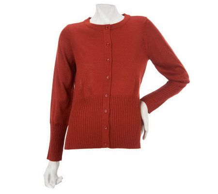 Linea by Louis DellOlio Button Front Crew Neck Cardigan - A217983