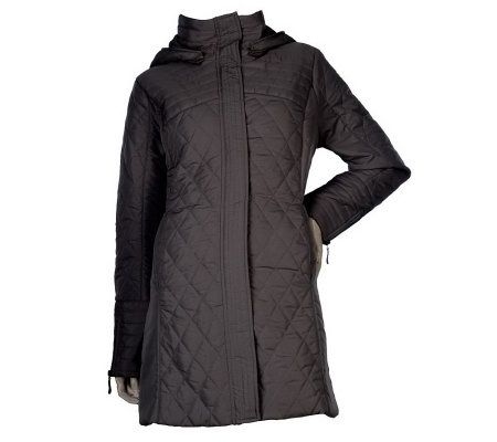 George Simonton Zip Front Quilted Coat with Removable Hood - A218183