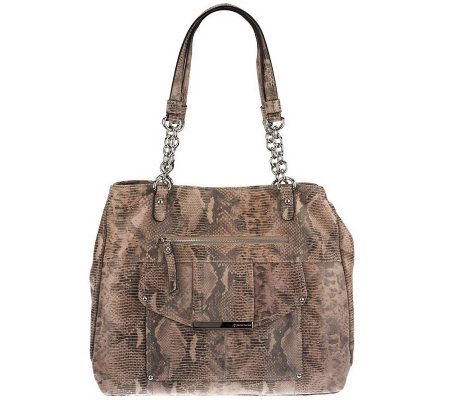 B. Makowsky Snap Top Pocket Tote with Chain Detail - A221283