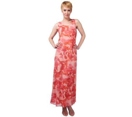  York Dress Company on Liz Claiborne New York Watercolor Print Maxi Dress     Qvc Com