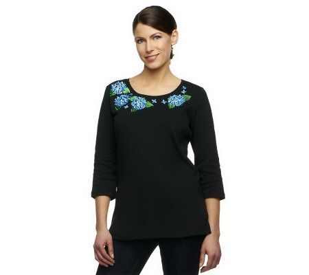 Quacker Factory Hydrangea Snowball Scoop Neck T-shirt - A223883