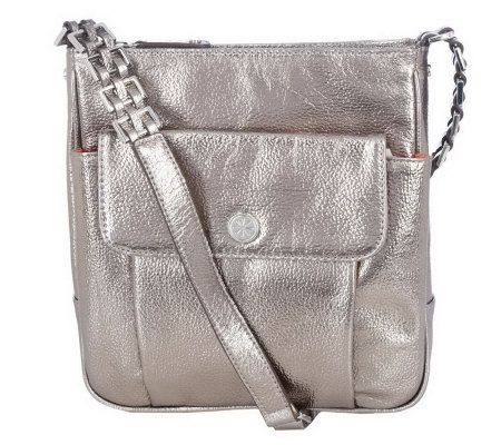 As Is Isaac Mizrahi Live! Pebble Leather Adjustable Crossbody Bag - A224483