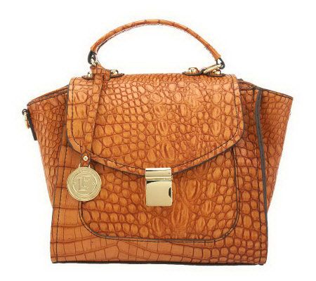 London Fog Embossed Top Handle Flap Satchel - A224683