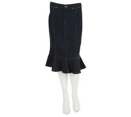 Denim & Co. Flounced Denim Skirt with Seaming - A226283