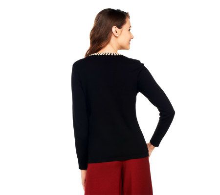 Joan Rivers Pearl Accent Cardigan and Shell Duette