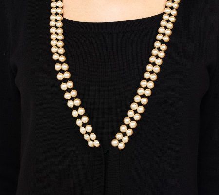Joan Rivers Pearl Accent Cardigan and Shell Duette