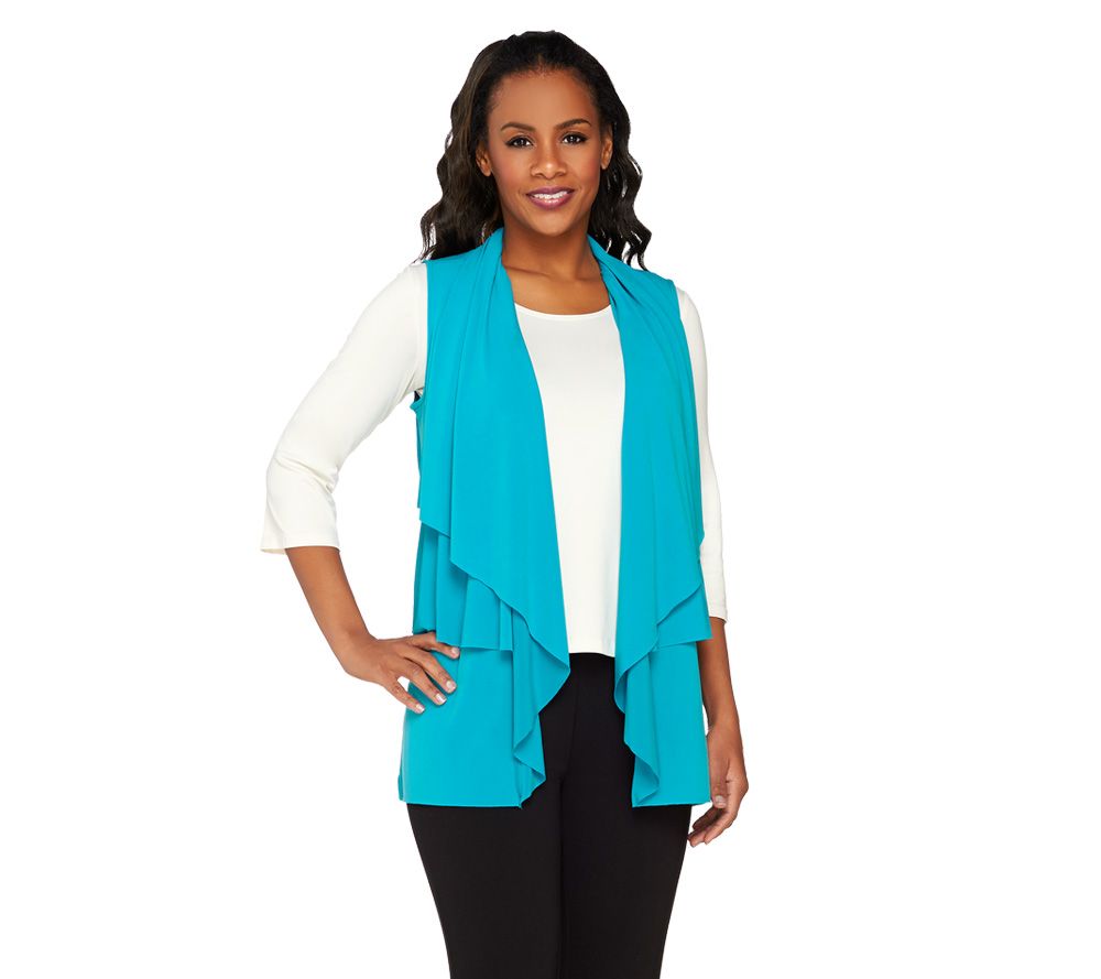 Susan Graver Liquid Knit Tiered Open Front Vest - A230483