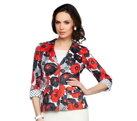 Joan Rivers Floral Bouquet 3/4 Sleeve Jacket - A230583