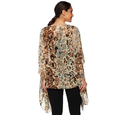 Attitudes by Renee Printed Scarf Top with Knit Cami
